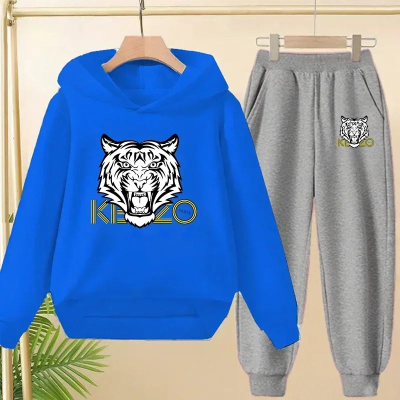 Kids' Tiger Print Hoodie Sweatshirt Pants Set