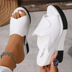 RZSMTYA Women's Wedge Sandals Peep Toe Slip-On Platform Shoes