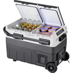 Portable Car Refrigerator and Dual Zone Freezer Cooler with Wheels