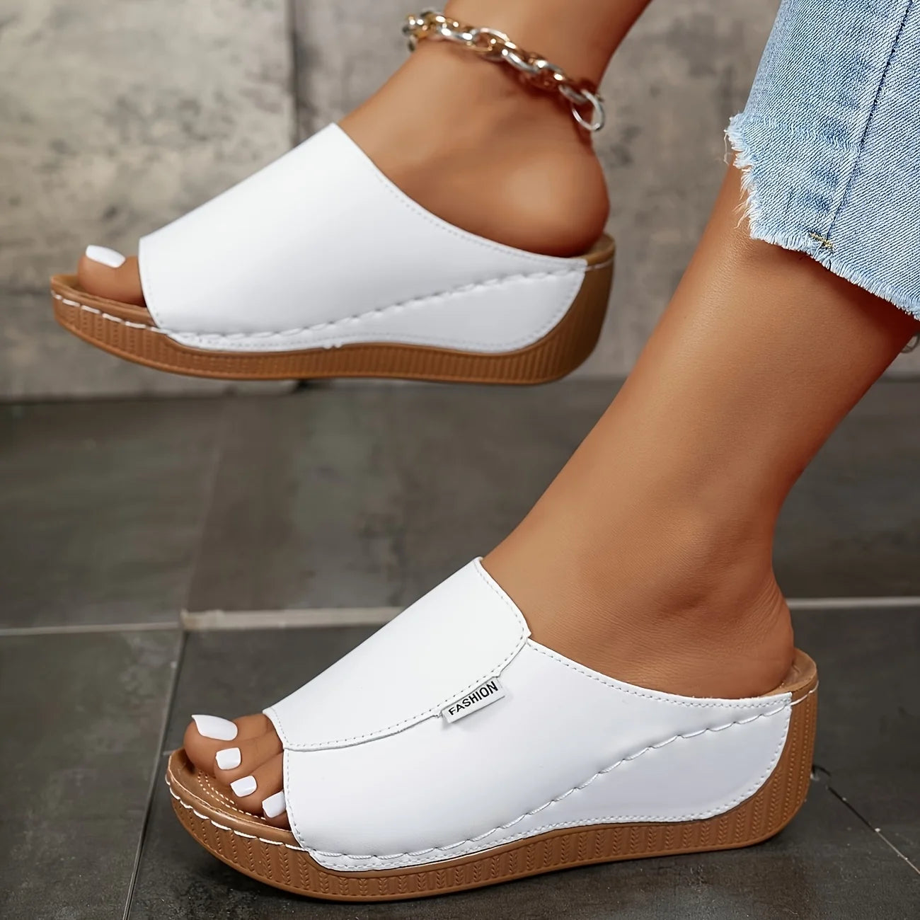 Women's Platform Wedge Slide Sandals Open Toe Summer Beach Shoes