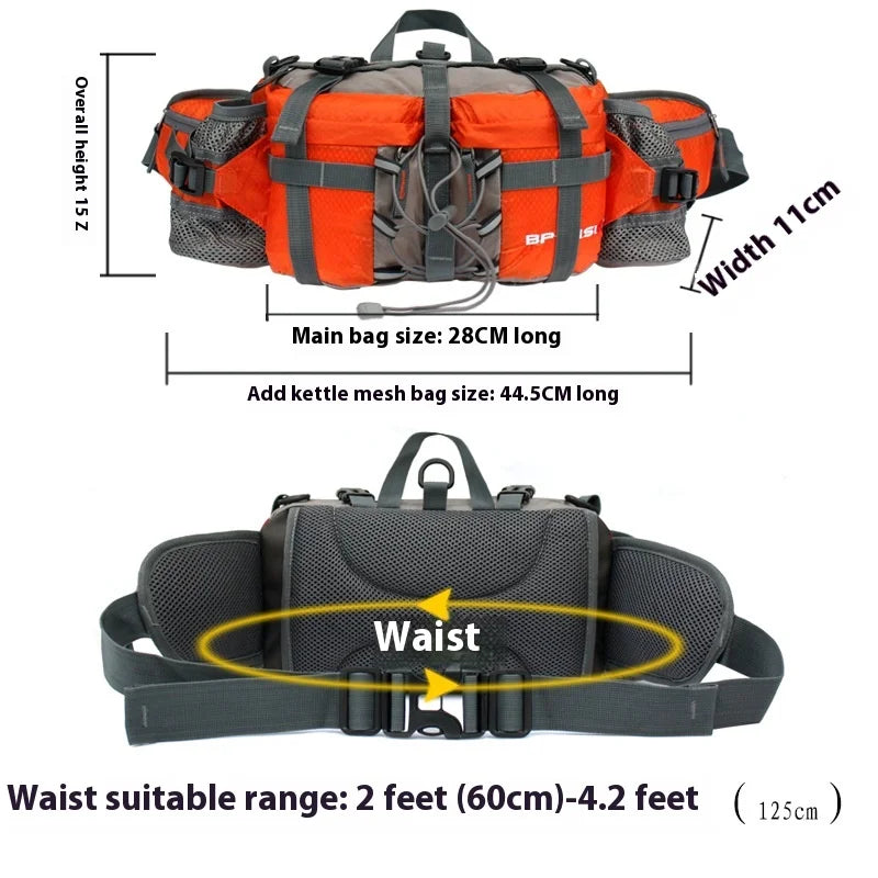 Waterproof Hiking Waist Bag with Reflective Strip and 1.3-Gallon Capacity