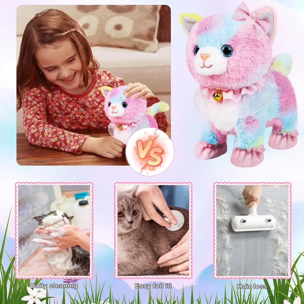 Kids' Interactive Walking Cat Toy with Leash and Sound Effects
