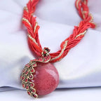 Vintage Peacock Metal Tassel Pendant Necklace and Sweater Chain