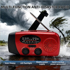 Emergency Solar Hand-Crank Radio with Flashlight and Power Bank