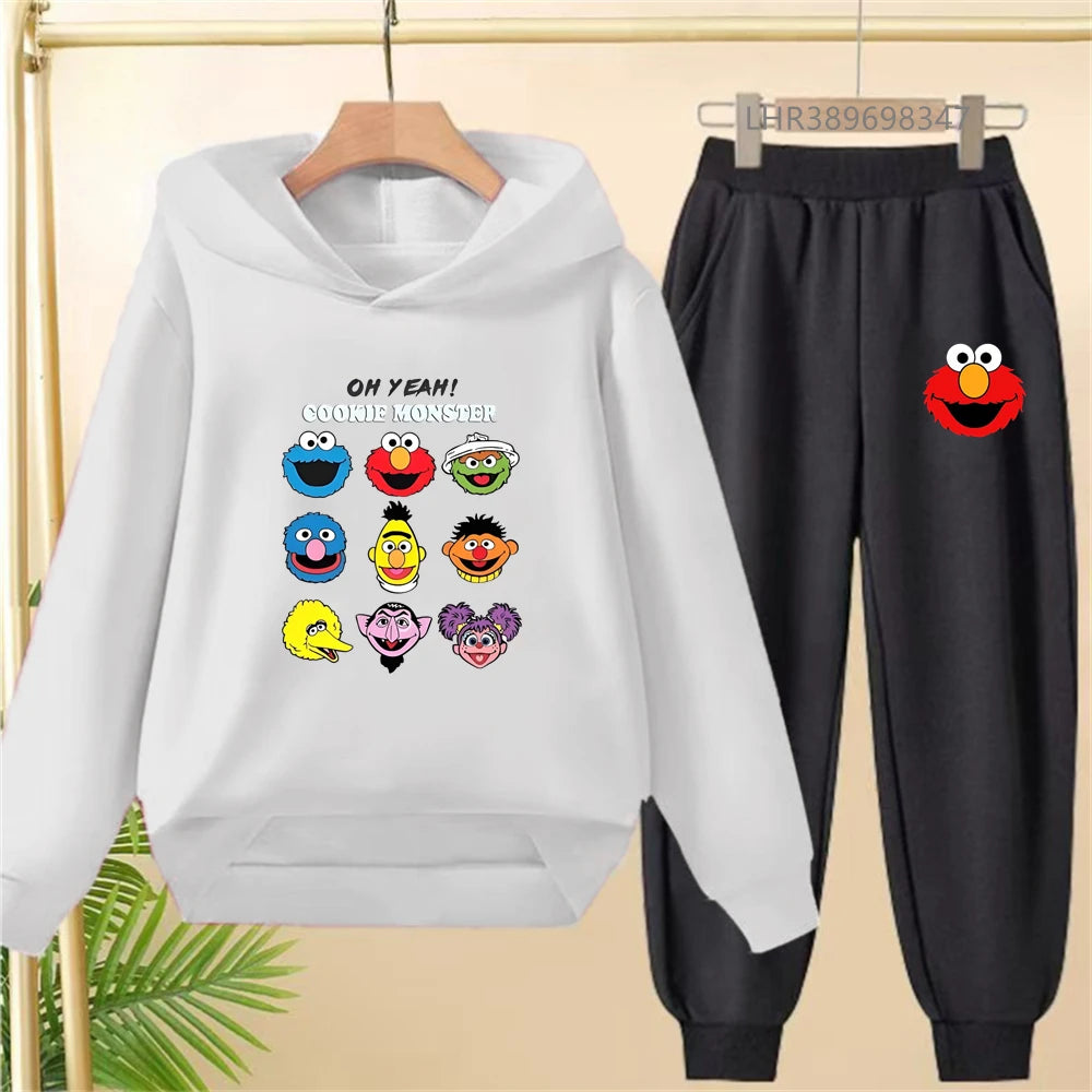 Kids' Printed Hooded Sweatshirt Pants Two-Piece Set