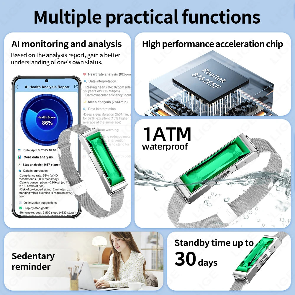 Waterproof Fitness Tracker Smart Bracelet and Activity Health Monitor Wristband