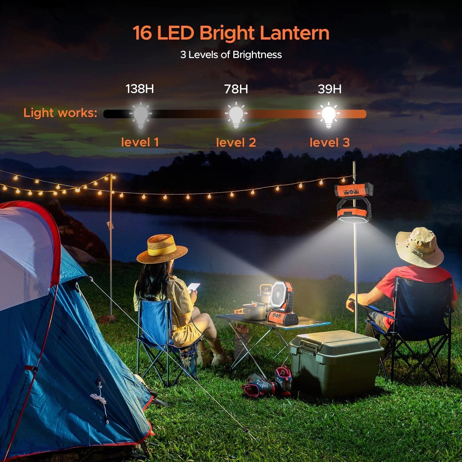 20000mAh Portable Camping Fan and Rechargeable Tent Light