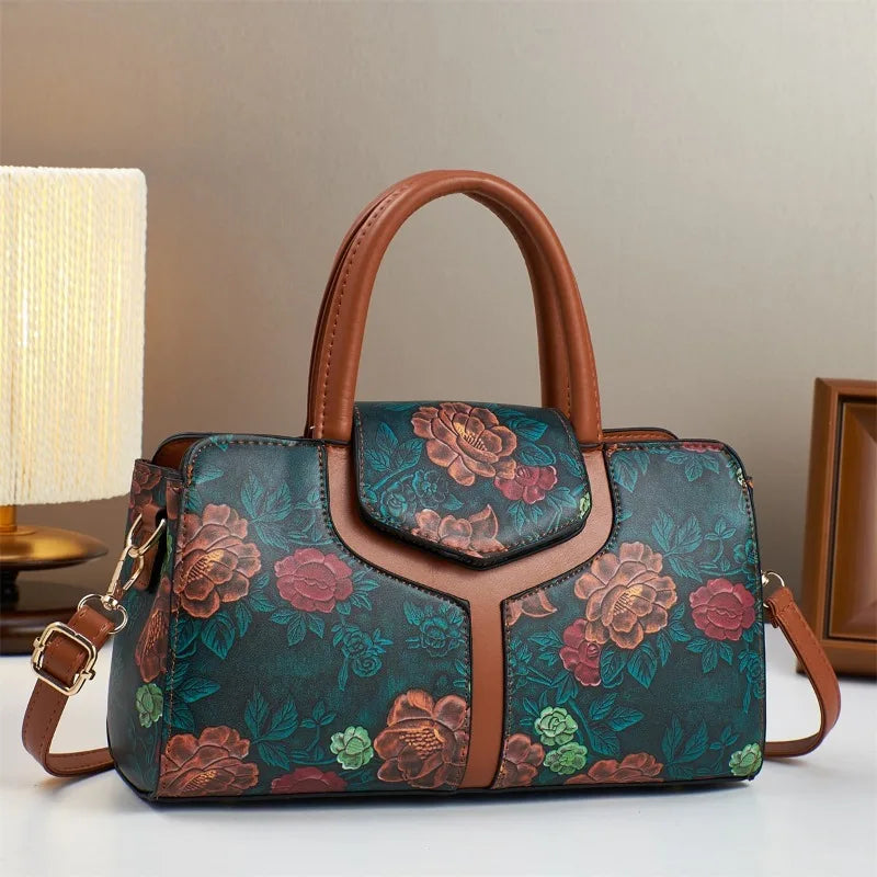 Women's Large Capacity PU Leather Boston Shoulder Crossbody Bag