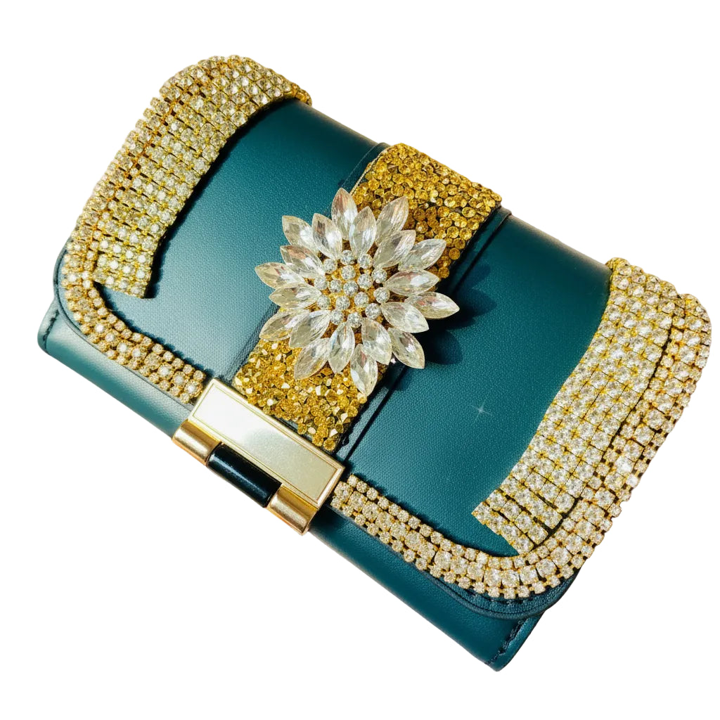 Rhinestone Embellished Women's Two-Layer Folding Wallet with Coin Purse