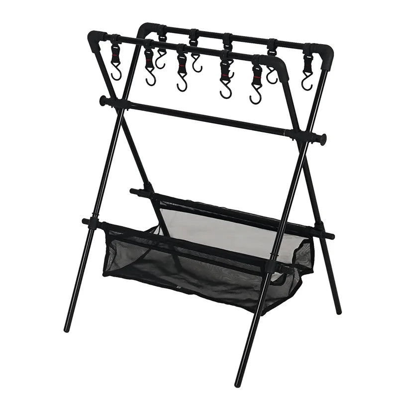 Folding Aluminum Camping Triangle Shelf with Hanging Hooks