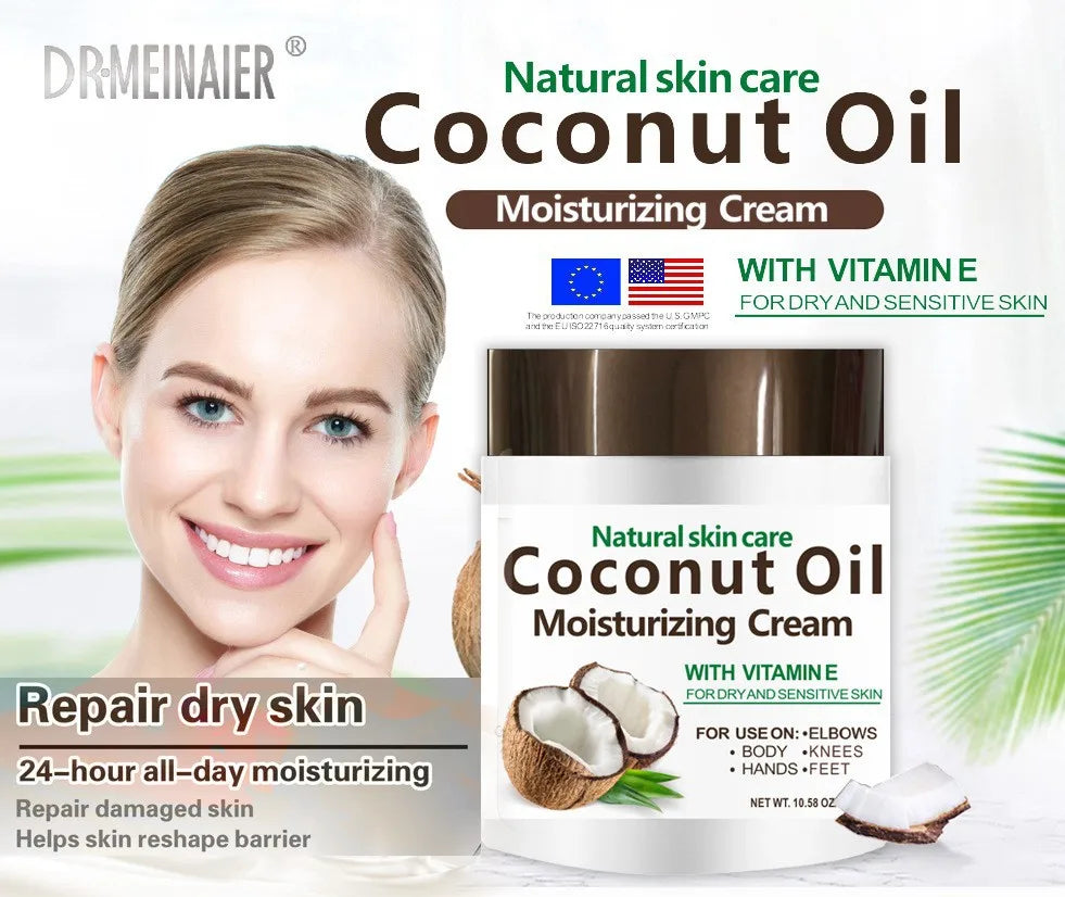 Unisex Organic Coconut Oil Repair & Hydrating Moisturizing Cream 10.6 oz