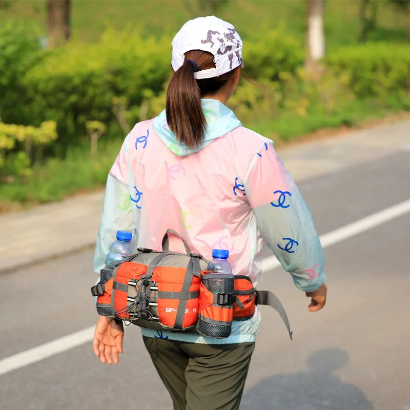 Waterproof Hiking Waist Bag with Reflective Strip and 1.3-Gallon Capacity