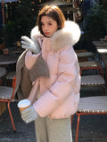Women's Thick Warm Hooded Faux Fur Collar Winter Puffer Coat