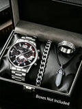 Men's Quartz Watch with Bullet Head Pendant Silver
