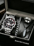 Men's Quartz Watch with Bullet Head Pendant Silver
