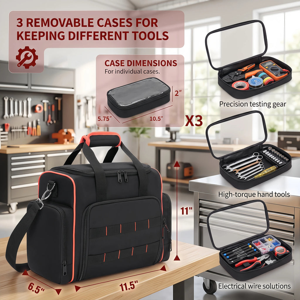 16 Inch Rolling Tool Bag with Wheels and Waterproof Storage Tote