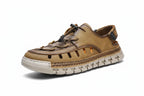 Men's Leather Breathable Outdoor Sandals Lightweight Elastic Strap Summer Beach