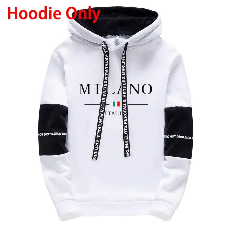 Men's Casual Printed Hoodie and Jogger Pants Tracksuit Set