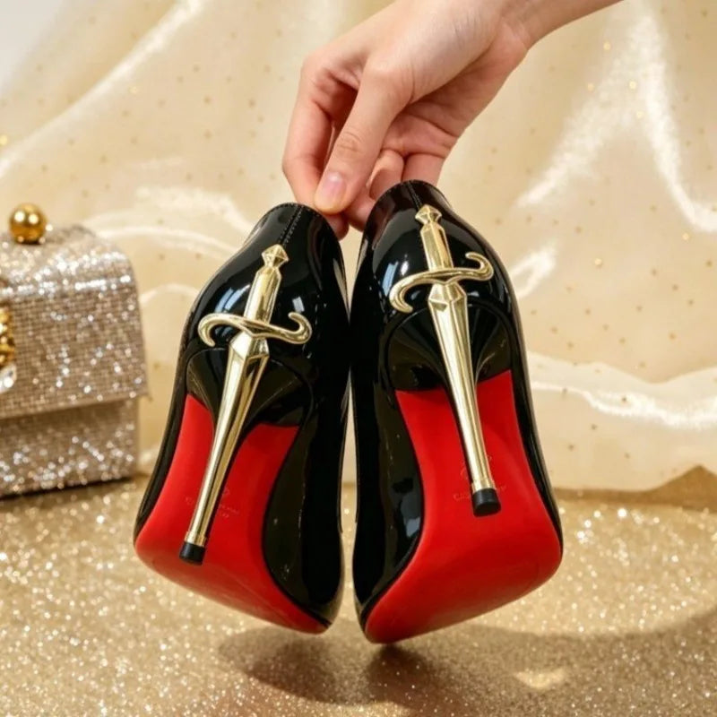 Women's Red Sole Pointed Toe High Heels Black