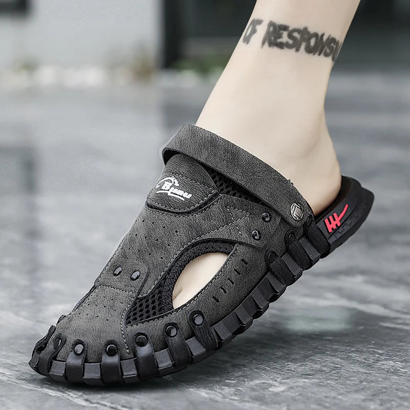 Men's Breathable Cover Toe Beach Sandals Lightweight Non-Slip Summer Slippers