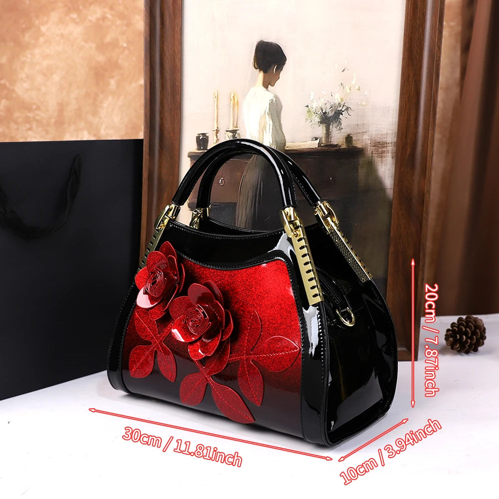 Women's Rhinestone Floral Dumpling Tote Bag