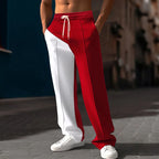 Men's Casual Color Block Elastic Straight Leg Jogger Pants