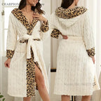 Women's Hooded Flannel Robe with Belt