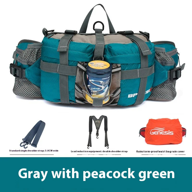 Waterproof Hiking Waist Bag with Reflective Strip and 1.3-Gallon Capacity