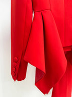 Women's V-Neck Ruffles Jacket Flare Pants Suit Set