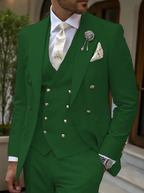 Men's Solid Color Lapel Short Sleeve Zipper Trouser Suit