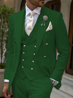 Men's Solid Color Lapel Short Sleeve Zipper Trouser Suit
