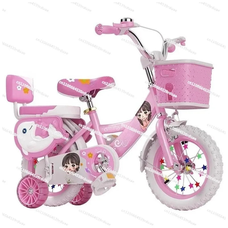 Kids' Foldable Bicycle with Basket and Safety Guardrail