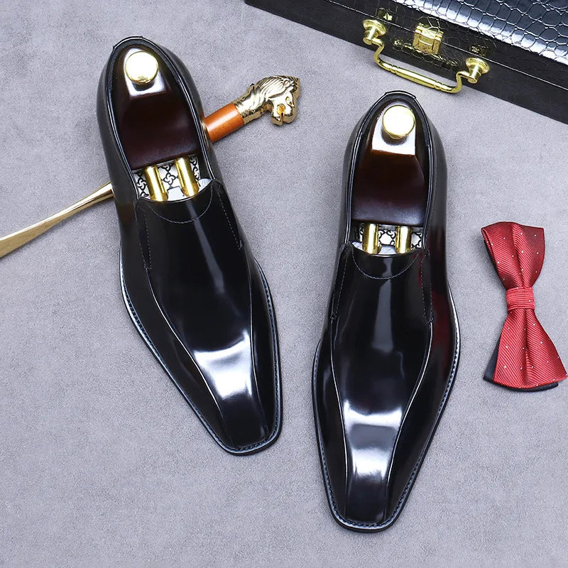 Men's Pointed Toe Genuine Cowhide Leather Loafers