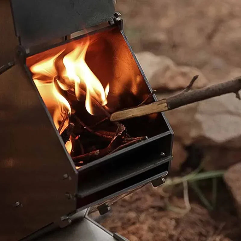 Collapsible Rocket Wood Stove for Camping and BBQ