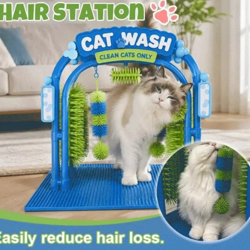 Cat Self Grooming Wash Station and Massage Brush Toy