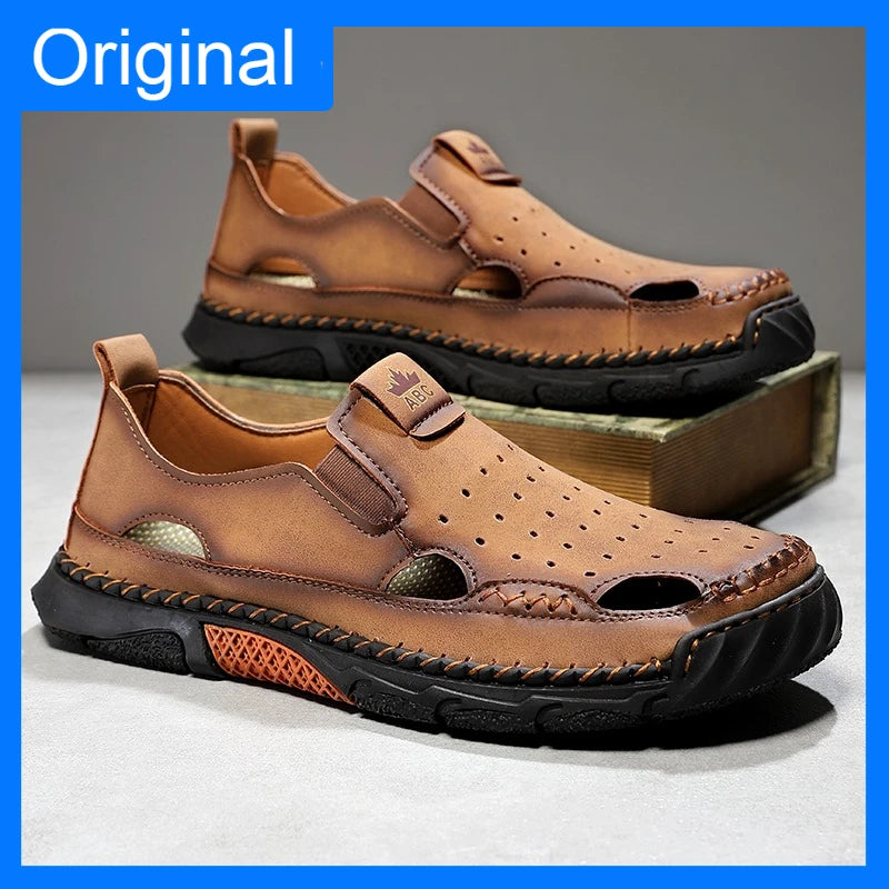 Men's Comfortable Slip-on Casual Leather Walking Sandals