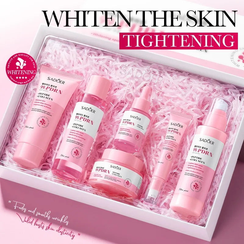 Salmon Pink Peptide Collagen Protein Skincare Set Firming Hydrating Kit