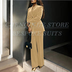 Women's Double Breasted Velvet Blazer Pants Suit