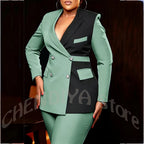 Women's Classic Tailored Blazer and Trousers Suit Set