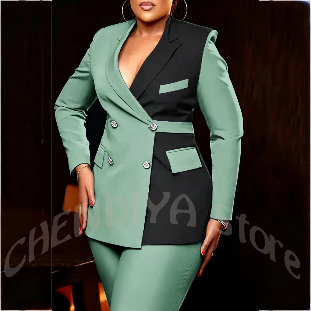 Women's Classic Tailored Blazer and Trousers Suit Set