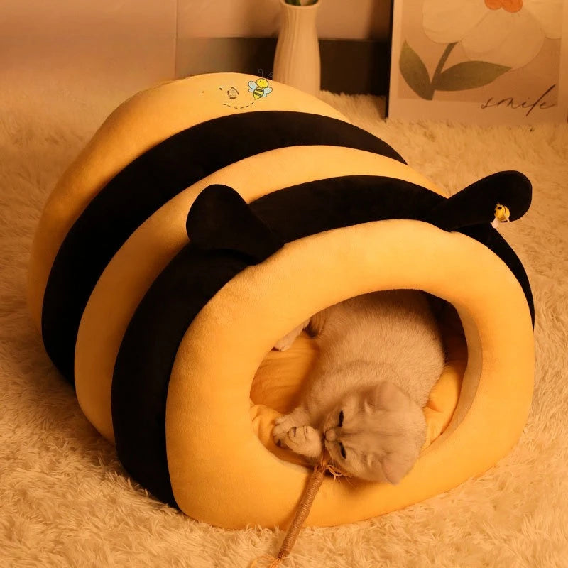 Cute Beehive Warm Enclosed Pet Cave Bed