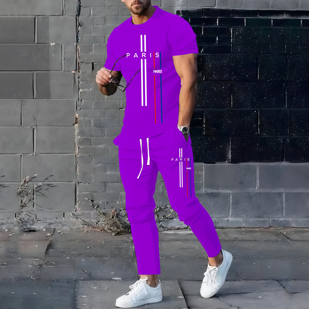 Men's Casual Summer T-Shirt and Pants Suit Set