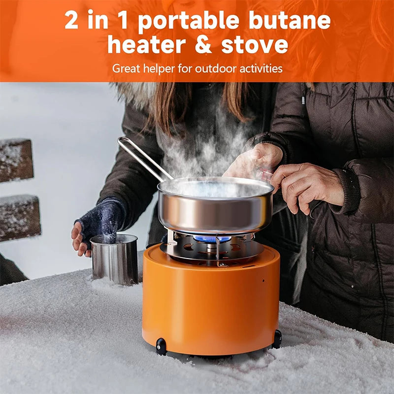 Portable 2-in-1 Camping Gas Stove and Heater with Adjustable Damper