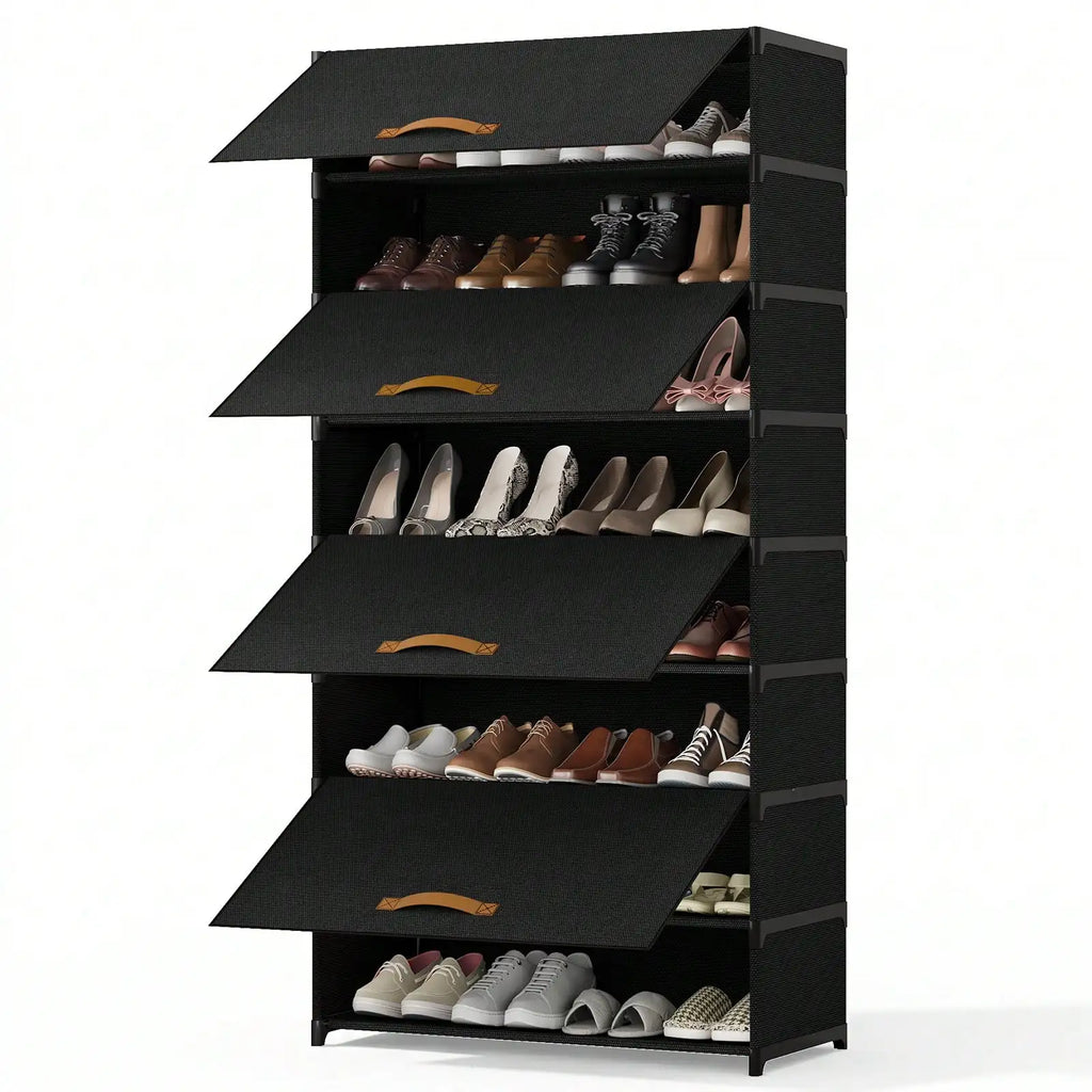 Tier Shoe Storage Cabinet with Dustproof Flip Doors