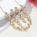 Women's Fashion Rhinestone Disc Choker Necklace and Earrings Set