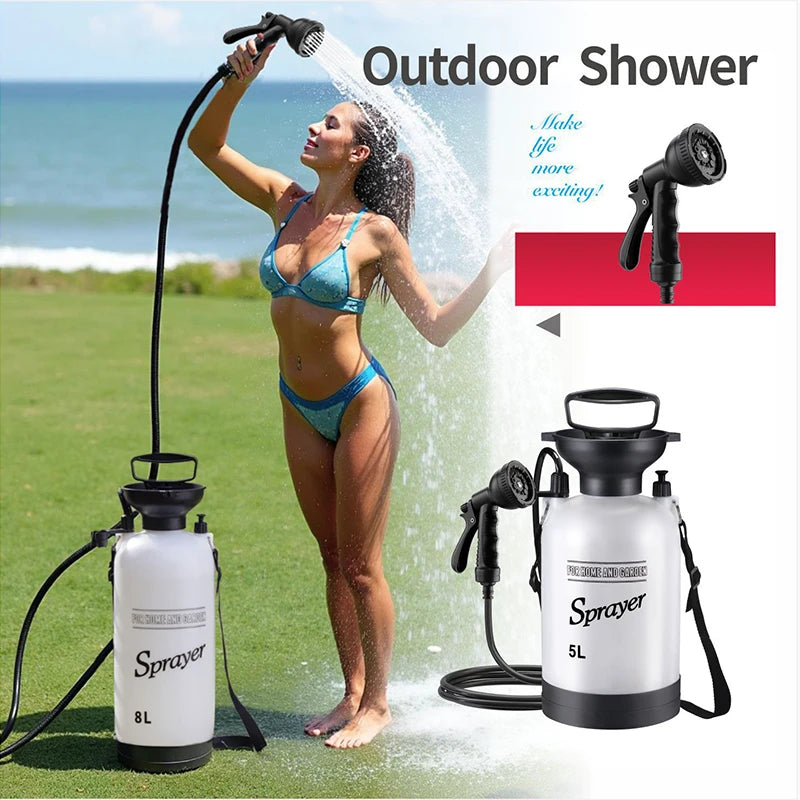Portable Manual Camping Shower with 9.8-ft Hose