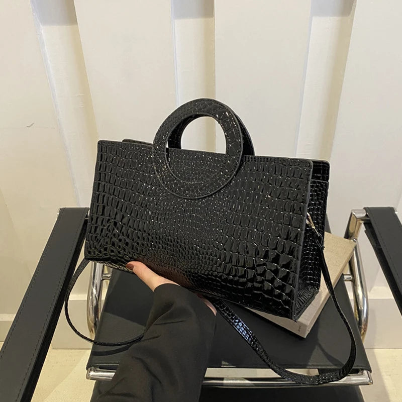 Women's Crocodile Pattern PU Leather Shoulder Bag