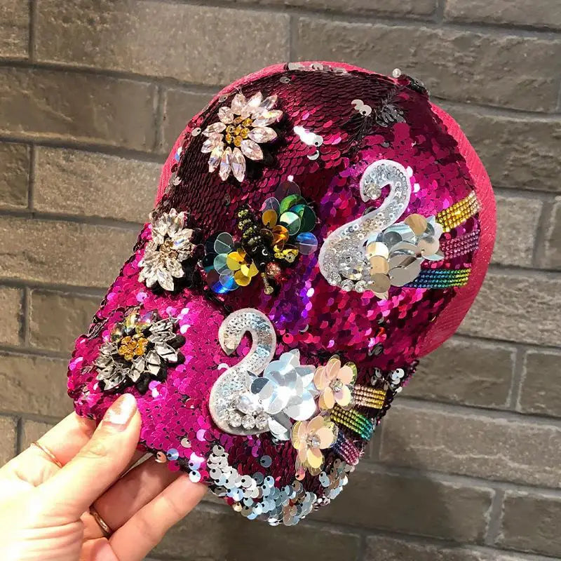 Sequin Duckbill Sun Hat Breathable Reflective Adjustable 22-23 Inch
