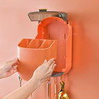 Wall-Mounted Drain Cutlery Organizer and Dustproof Spoon Holder