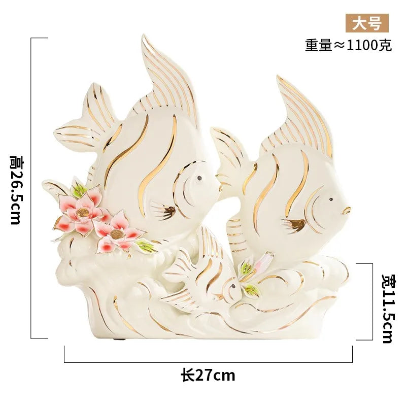 Goldfish Ceramic Ornament and Porcelain Desktop Figurine